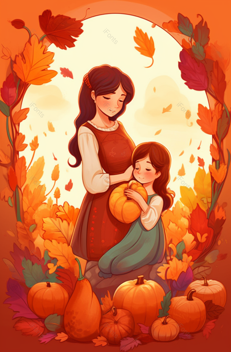 手绘插画风温馨母亲节感恩节背景,插画/手绘图,插画/手绘图库,插画/手绘图下载,插画/手绘